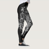 Ornament van zwarte en witte Floral Leggings (Rechts)