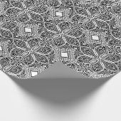 Ornament van zwarte en witte Floral, Turks motief  Cadeaupapier (Hoek)