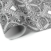 Ornament van zwarte en witte Floral, Turks motief  Cadeaupapier (Rol Hoek)