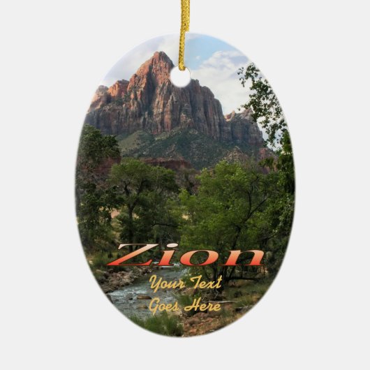 Ornament: Virgin River & Watchman 2 (Ovaal) Keramisch Ornament (Voorkant)