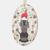 Ornament voor Black Poodle-kerstmis (Links)