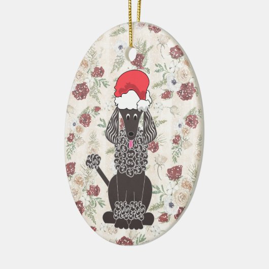 Ornament voor Black Poodle-kerstmis (Links)