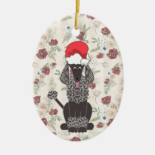 Ornament voor Black Poodle-kerstmis (Voorkant)