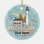 Ornament voor de aangepaste naam Michigan Lighthou (Voorkant)