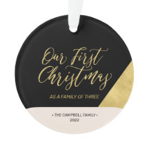 Ornament voor eerste kerstfoto's van Black & Gold 