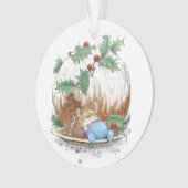Ornament voor kerstcadeautjes met snoeiende muis (voorkant)