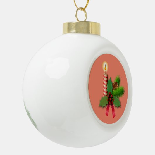 Ornament voor kerstkeramische bal, kaars (Links)