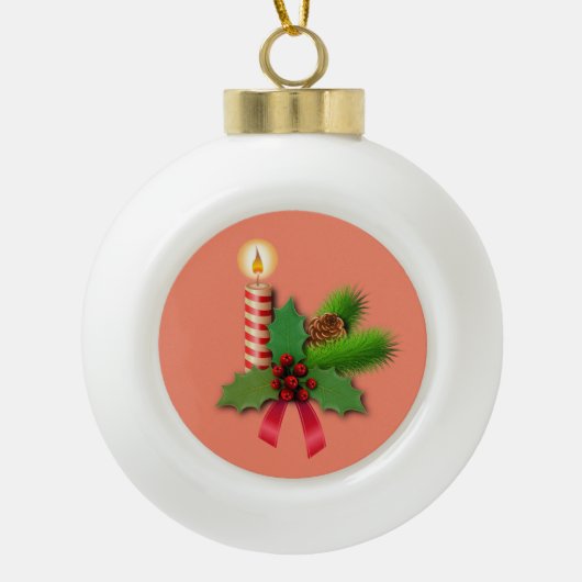 Ornament voor kerstkeramische bal, kaars (Voorkant)
