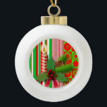 Ornament voor kerstkeramische bal, kaars<br><div class="desc">Keramische kerstbal versiering decorate je mooie kerstboom met een soort aangepast versieringsmiddel. Iets voor iedereen,  Maria lurdis afonso,  https://www.zazzle.com/succeedinbeautybarb</div>