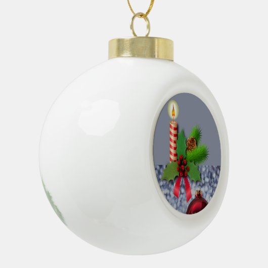 Ornament voor kerstkeramische bal, kaars (Links)