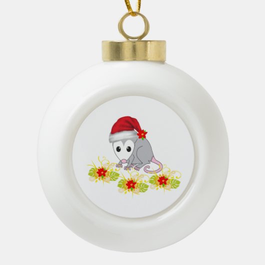Ornament voor kerstkeramische bal, Possum Floral (Voorkant)