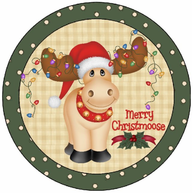 Ornament voor kerstkerstbomen, Merry Christmoose Fotobeeldje Ornament (Voorkant)