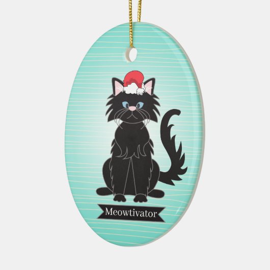 Ornament voor kerstmis met zwarte kat Santa Hat (Links)