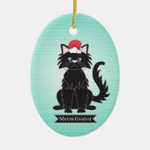 Ornament voor kerstmis met zwarte kat Santa Hat (Voorkant)