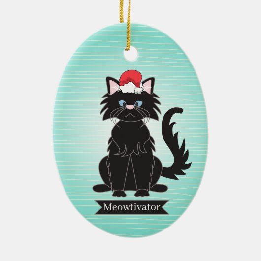 Ornament voor kerstmis met zwarte kat Santa Hat (Achterkant)