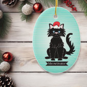 Ornament voor kerstmis met zwarte kat Santa Hat