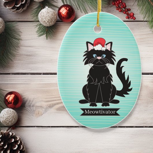 Ornament voor kerstmis met zwarte kat Santa Hat
