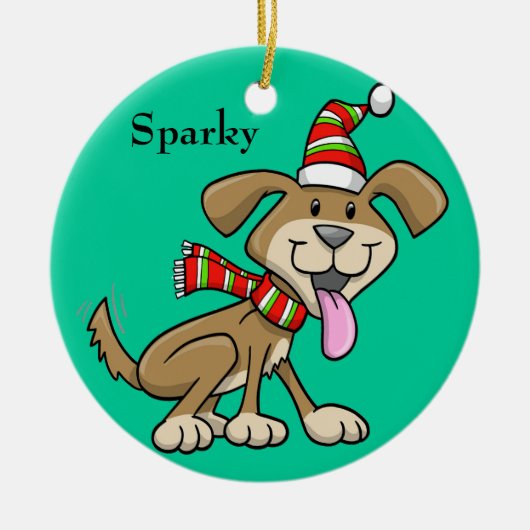 Ornament voor kerstpuppy "Sparky" (Voorkant)
