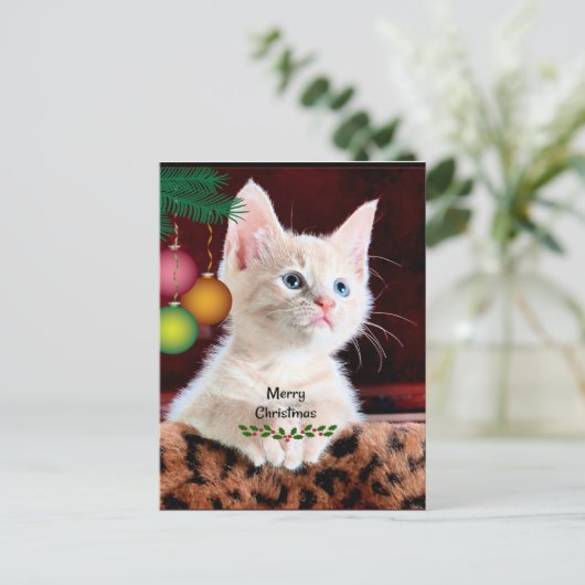 Ornament voor prettige kerstkat briefkaart (Staand voorkant)