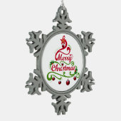 Ornament voor prettige kerstsnowflake Pewter (Links)