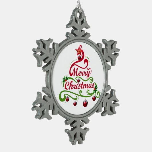 Ornament voor prettige kerstsnowflake Pewter (Links)