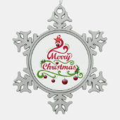 Ornament voor prettige kerstsnowflake Pewter (Voorkant)