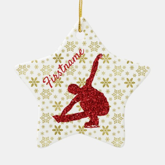 Ornament voor schaatsen - Goud en rood (Voorkant)