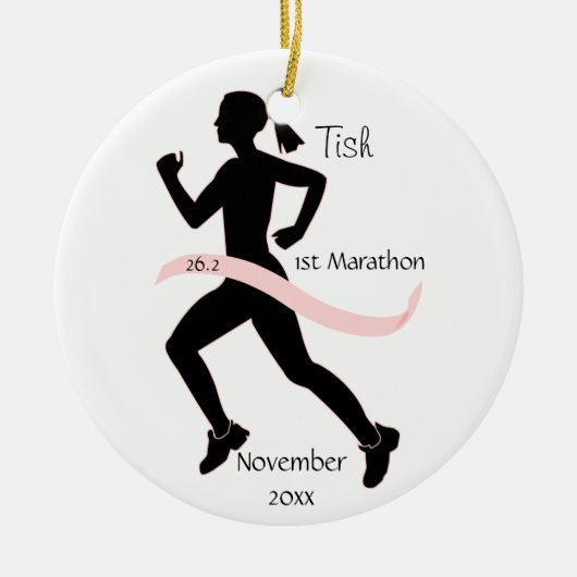 Ornament voor vrouwelijke marathon in roze (Voorkant)
