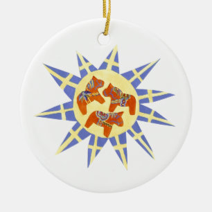 Ornament voor Zweedse vlag en Dala Horses
