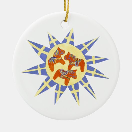 Ornament voor Zweedse vlag en Dala Horses (Voorkant)
