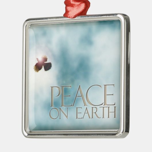 Ornament, vrede op aarde, vredesduif metalen ornament (Links)