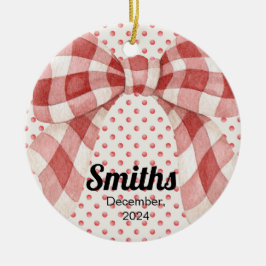 Ornament w / Red Plaid Bow
