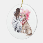 Ornament Waterverf van meisjes en honden (Links)