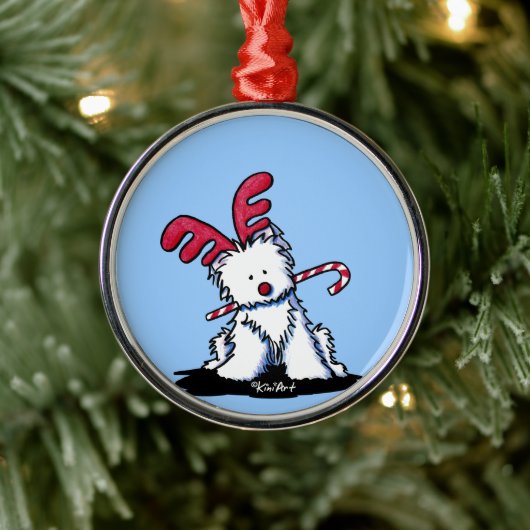 Ornament Westie Reindeer Round (Boom)