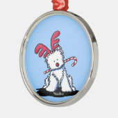 Ornament Westie Reindeer Round (Links)