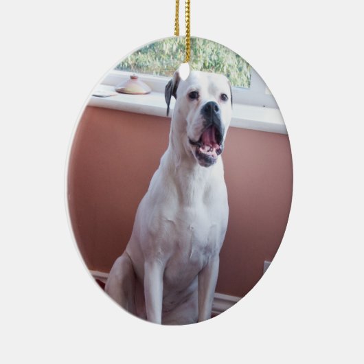 Ornament: White Boxer Dog Keramisch Ornament (Rechts)