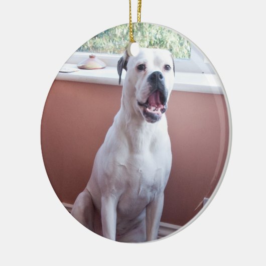 Ornament: White Boxer Dog Keramisch Ornament (Links)