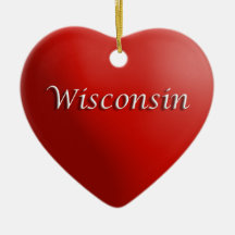Ornament Wisconsin Red Heart Keepomwille
