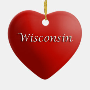 Ornament Wisconsin Red Heart Keepomwille