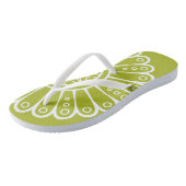 Ornament wit met groene achtergrond teenslippers (Schuin)