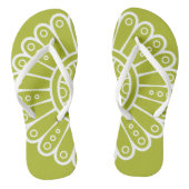 Ornament wit met groene achtergrond teenslippers (Voetbed)