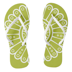 Ornament wit met groene achtergrond teenslippers