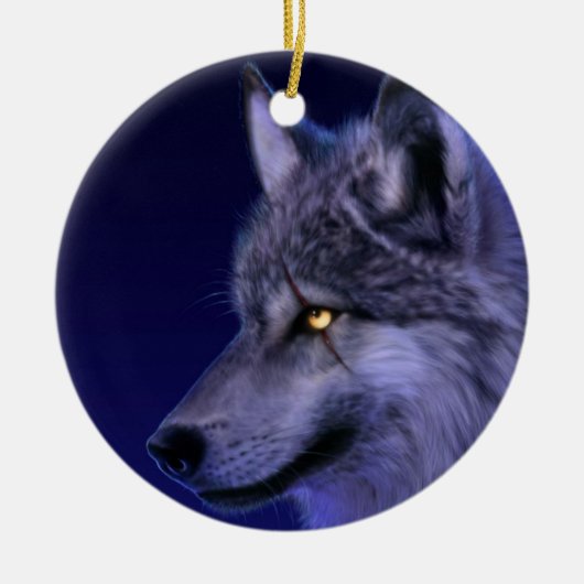 Ornament: Wolf Head kerstversiering Keramisch Ornament (Voorkant)