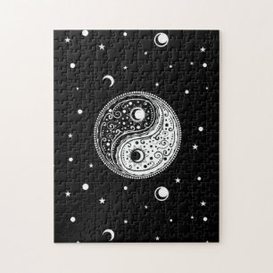 Ornament yin yang sign paisley design legpuzzel