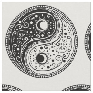 Ornament yin yang sign paisley design stof