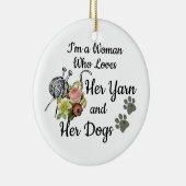 Ornament zegt: Love Yarn en Dogs (Rechts)