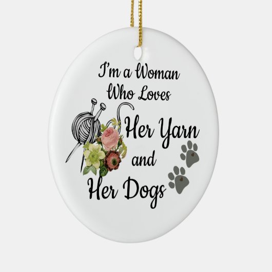 Ornament zegt: Love Yarn en Dogs (Rechts)