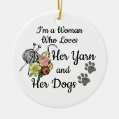 Ornament zegt: Love Yarn en Dogs (Voorkant)