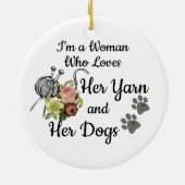 Ornament zegt: Love Yarn en Dogs (Achterkant)