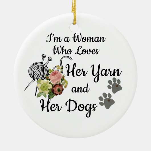 Ornament zegt: Love Yarn en Dogs (Achterkant)